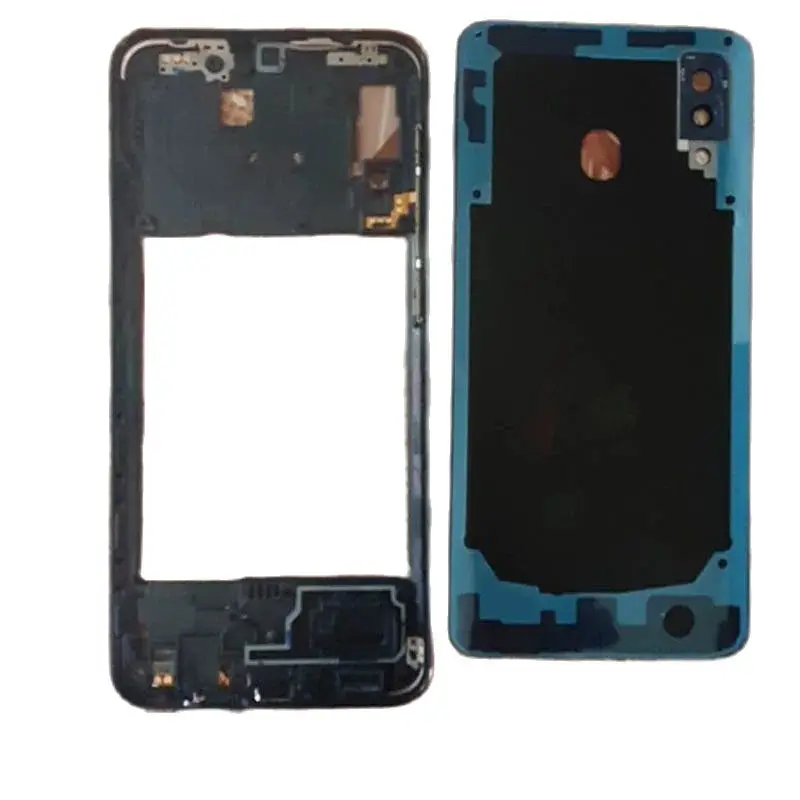 Фото Для SAMSUNG Galaxy A20 2019 A205 SM-A205F A205DS корпус средняя рамка + задняя крышка аккумулятора задняя крышка + крышка объектива камеры с логотипом №1