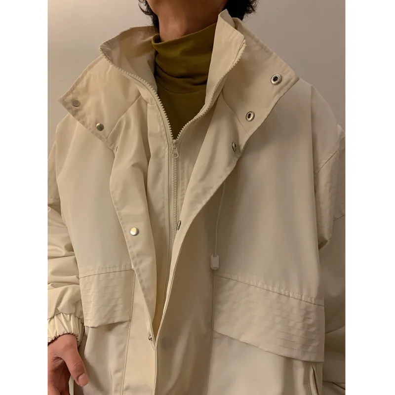 Winter Jacket Men Warm Fashion Apricot Black Thick Jacket Men Streetwear Korean Loose Thicken Short Coat Mens Parker Clothes