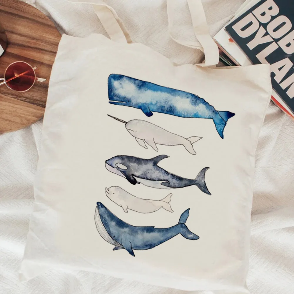 Сумка для покупок в виде Кита Хлопковая сумка Джутовая тканевые сумки