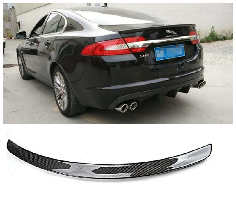 

High Quality Carbon Fiber Car Rear Trunk Lip Spoiler Splitters Wing Fits For Jaguar XF 2009-2015