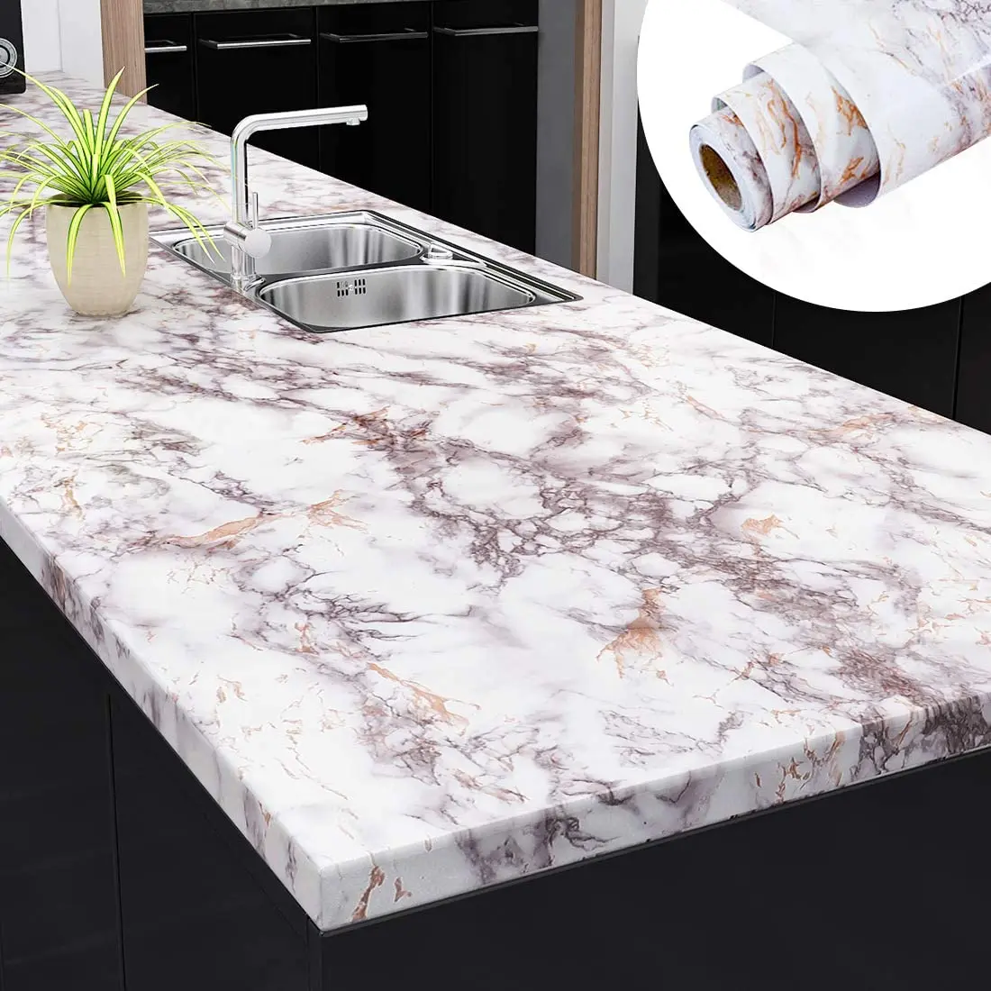 

Waterproof Marble Contact Paper for Countertops Cabinets Vinyl Self Adhesive Oil Proof Wallpaper Laminate Sheets Decor Kitchen