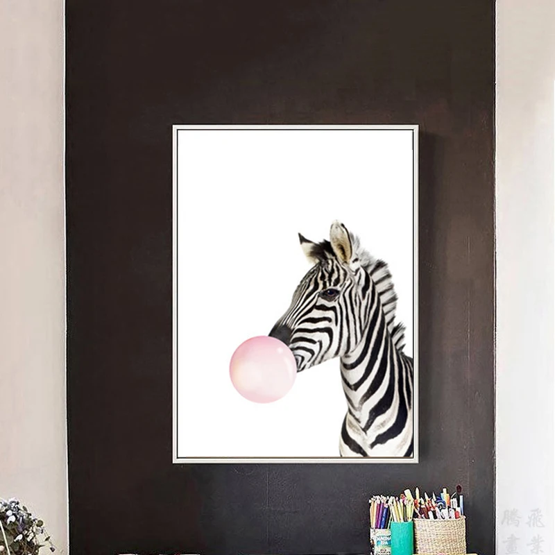 Kawaii Animal zebra Скандинавская Картина на холсте художественный печатный плакат
