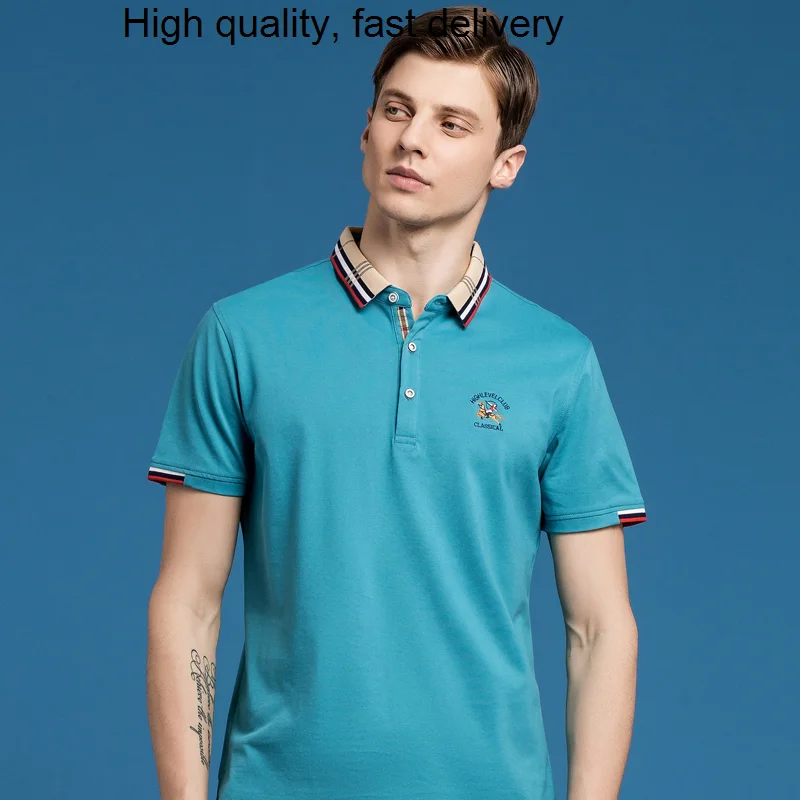 

Мужская летняя рубашка-поло с вышивкой, дышащая и удобная рубашка-поло, новинка 2023, 9050