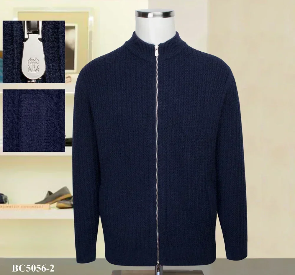 Мужской кардиган с длинным рукавом на молнии вышивкой