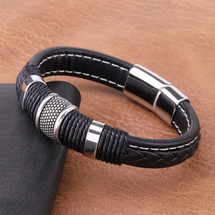 Новый тренд властителя кожаный браслет мужские повседневные очаровательные