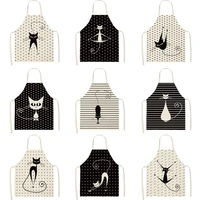 creative cartoon black and white cat kitchen apron korean kitchen supplies linen apron anti fouling and oil proof cleaning linen