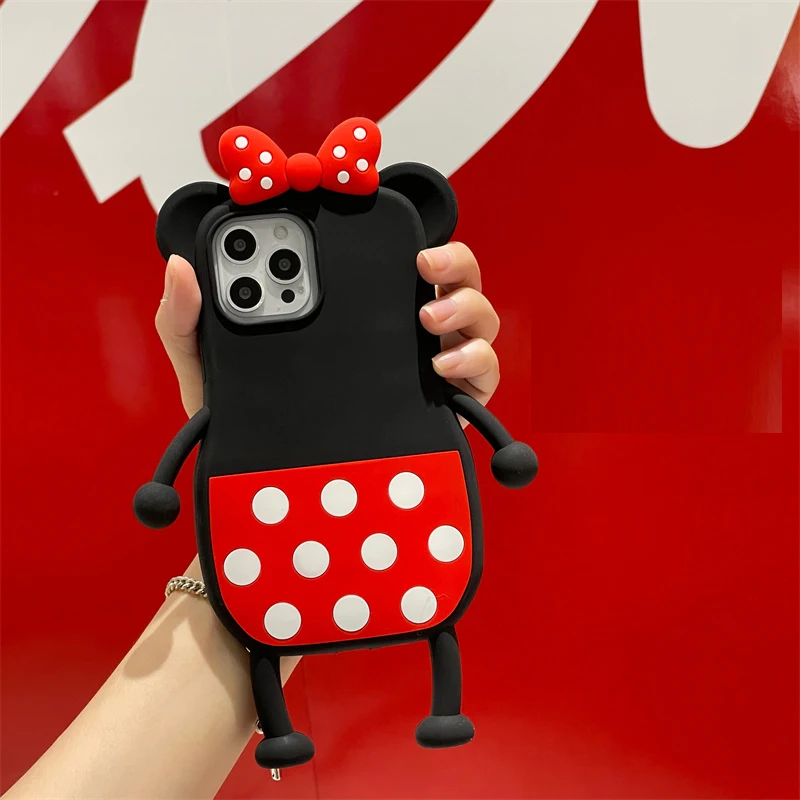 

Cute Cartoon bowknot mouse 3D Case For iphone 14 13 12 11 Pro Max Soft silicone fun kids protect Phone Cover gift for 13pro i11