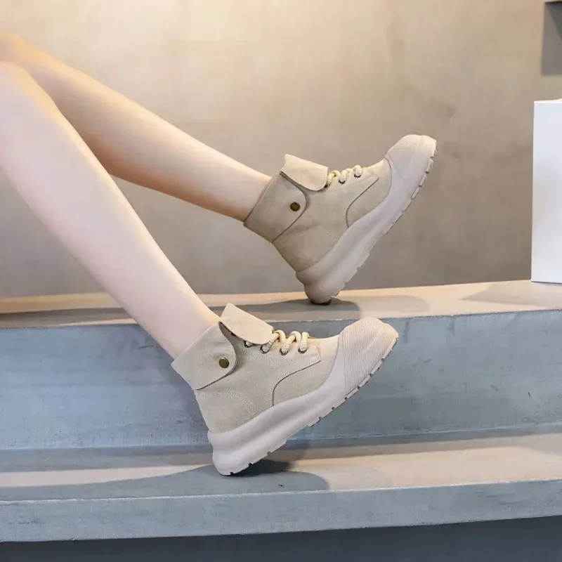 Женские ботильоны на платформе из коровьей замши толщиной 4 5 см повседневные