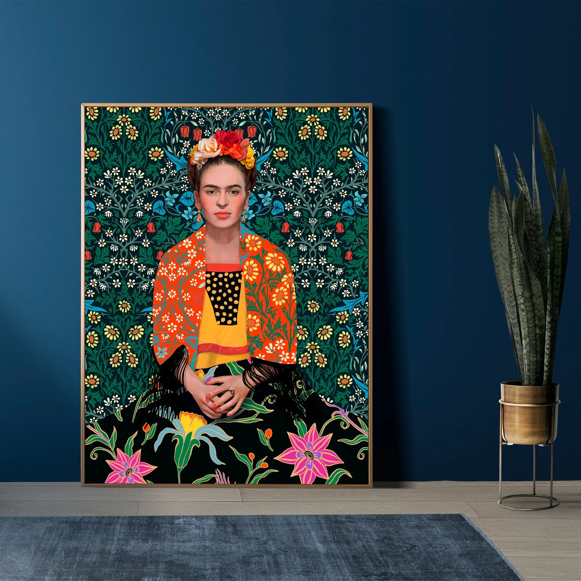 

Frida Kahlo Poster Maxico Painter Canvas Print Wall Pictures Flowers and Plants Art Painting for Bedroom Living Room Home Decor