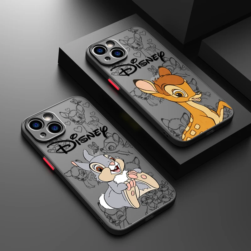

Cartoon Disney Bambi Cute For Apple iPhone 14 13 12 Mini 11 Pro XS MAX XR X 8 7 6S SE Plus Frosted Translucent Phone Case Cover