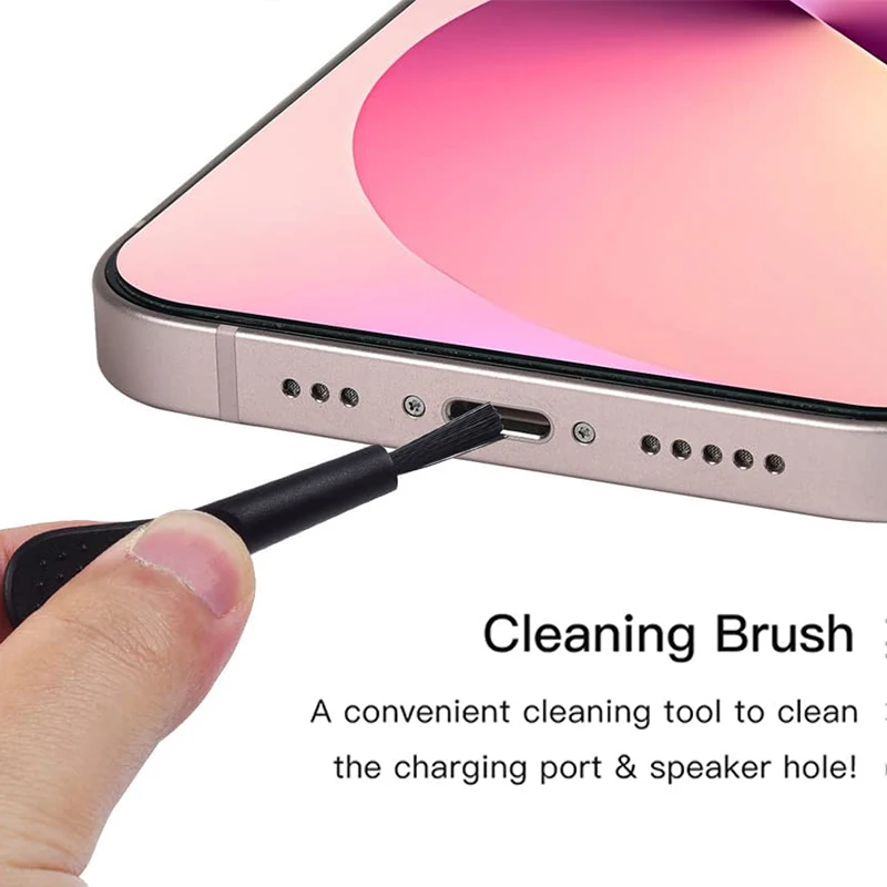 Universal Mobile Phone Speaker Anti Dust Sticker Cleaning Brush Set for iPhone Samsung Mi Port Protector Dust Plug Cleaner Kit
