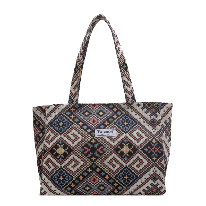 

Large Capacity Ethnic Style Tote Bags for Women 2023 Ins New Fashion Commuter Shoulder Bag Girls Shopping Bag Fashion Handbag
