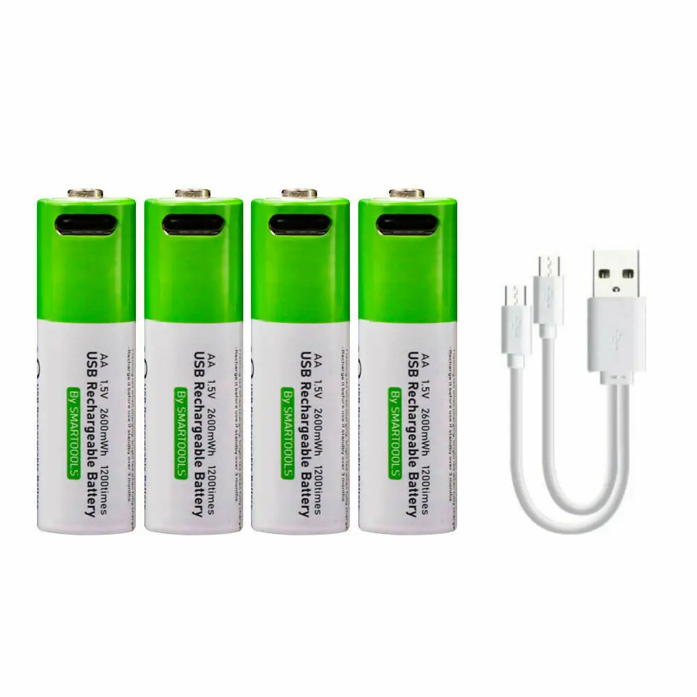

AA Batteries Rechargeable via USB Type-C Lithium-Ion Li-Ion 1.5v 2600mAh