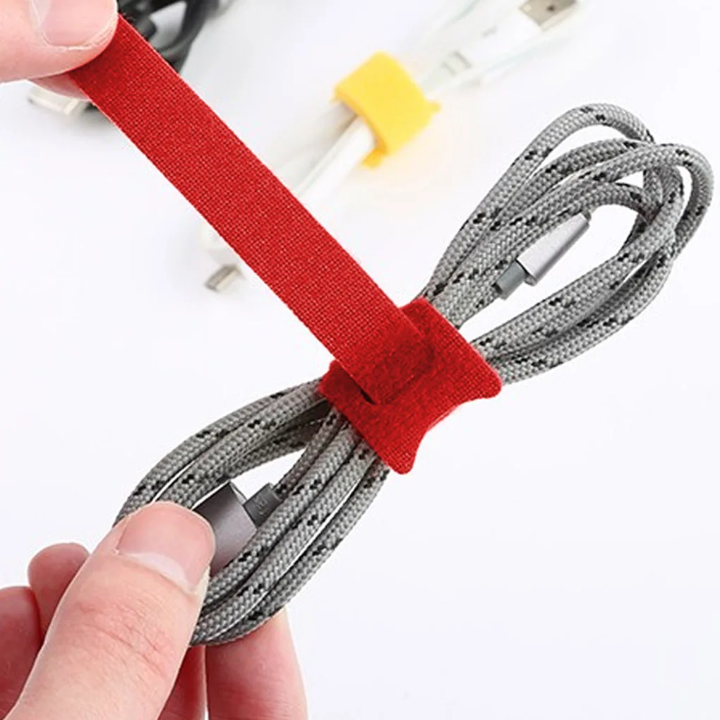 

50pcs Nylon Hook and Loop Strap Cable Ties 15cm Length 1.2cm Width Self-adhesive Reusable Cord Tidy PC TV Organizer