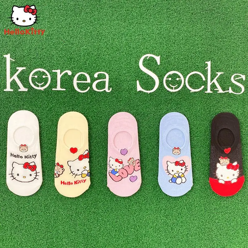 

New 2023 Kawaii Sanrio Hello Kitty Anime Cartoon Cute Spring Girl Heart Slip Resistant Couple Socks with Women's Socks