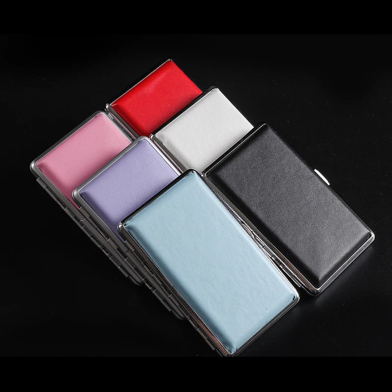 

New 1pcs Black leather Cigarette Case Box Holder for Women's Slim Cigarettes (100mm) (hold 20) with gift box ca1503