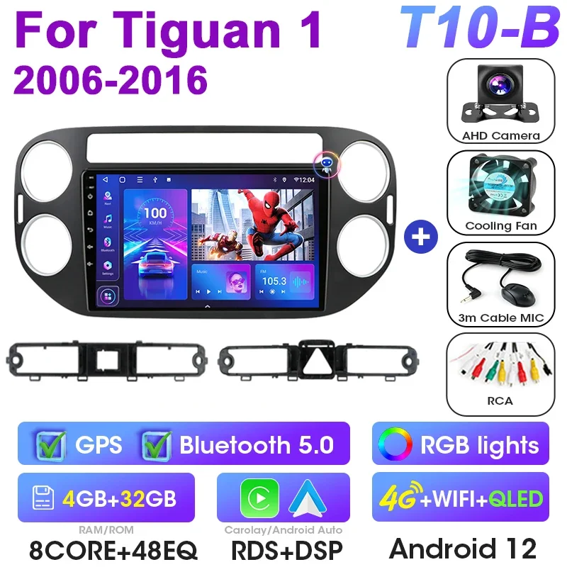 

Для VW Volkswagen Tiguan 1 NF 2006-2016 2 Din Android 12 Автомобильный радиоприемник Мультимедийный видеоплеер Стерео Carplay Auto 4G Головное устройство GPS