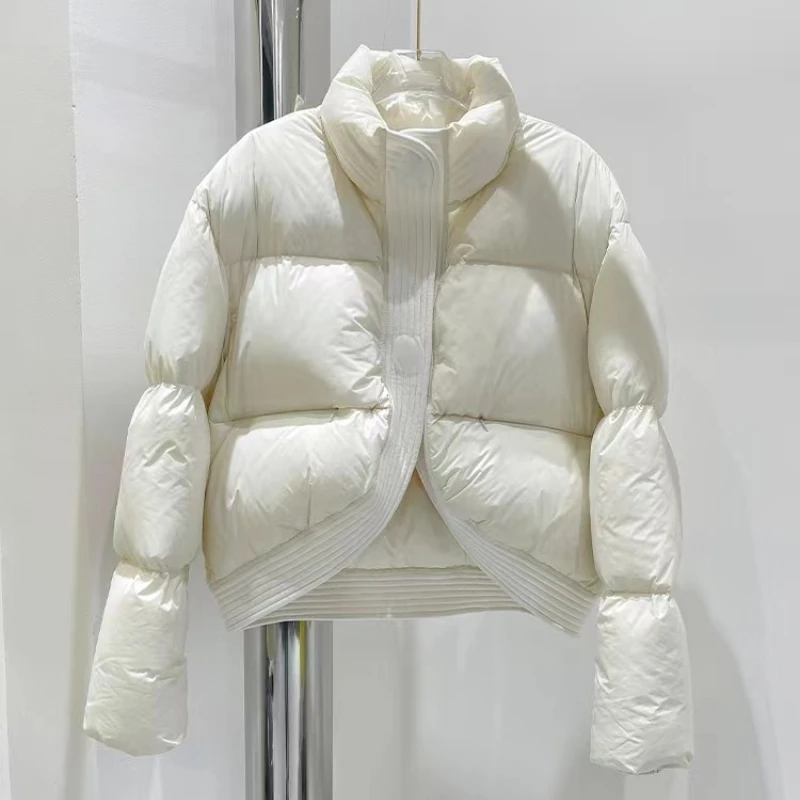 Fashion Casual Women Short Goose Down Jacket Silhouette Simple Niche Loose Thickened Magnetic Absorption Winter New Coat