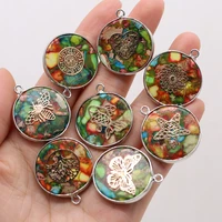 natural stones emperor stone round colorful silver plated pendant for jewelry makingdiy necklace earring accessories charms gift