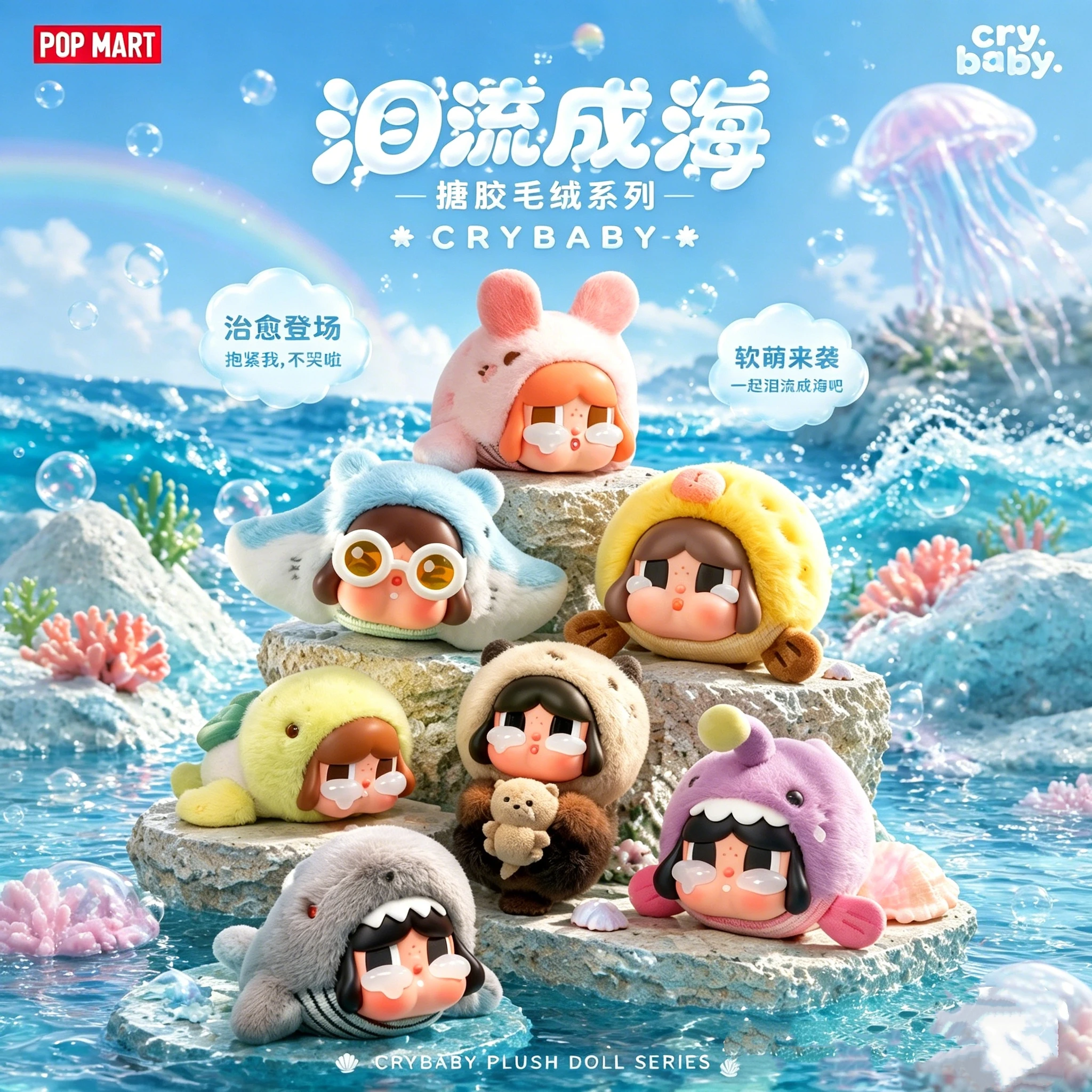 Фото POP MART CRYBABY Серия 'CRY ME an OCEAN' — Виниловая плюшевая подвеска-брелок в закрытой упаковке — Загадочная аниме-фигурка для подарков на день рождения №2