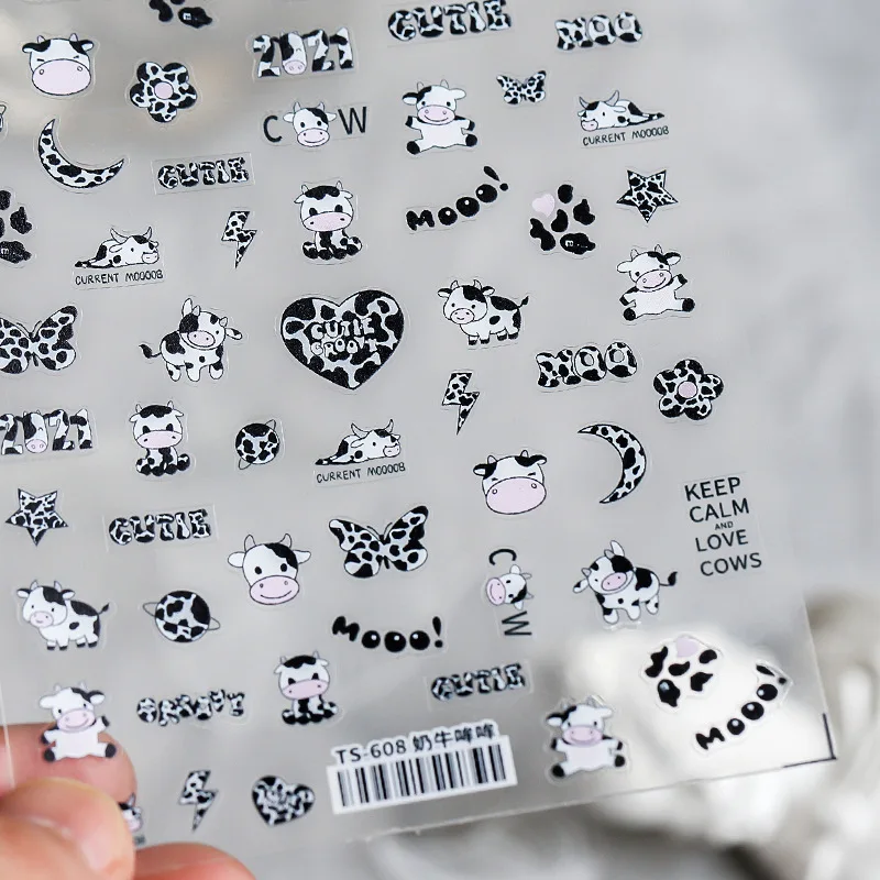 

Тонкие прозрачные наклейки для ногтей «Корова»