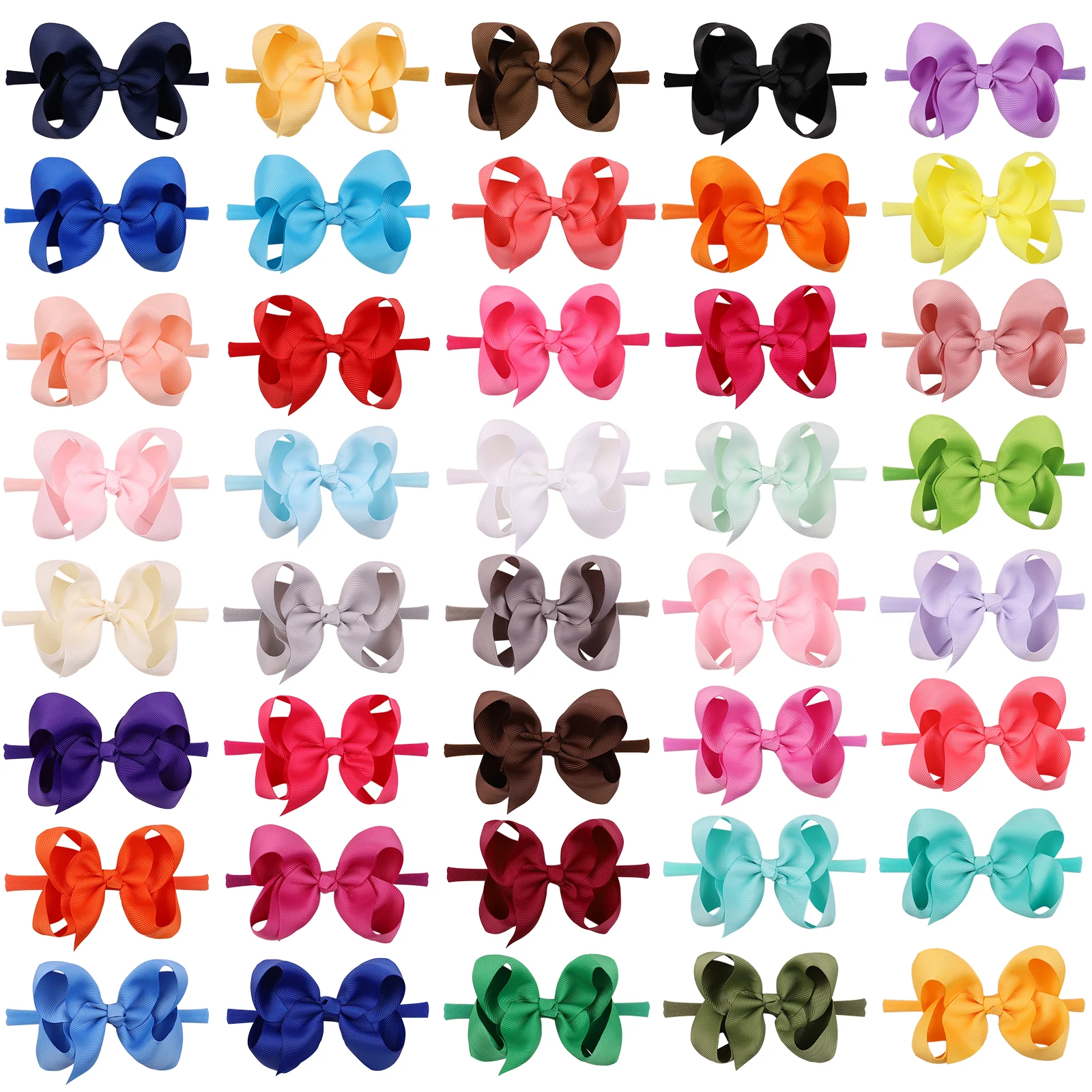 

1Piece 4Inch Solid Color Bows Headband For Kids Girls Elastic Hair Band Handmade Baby Turban Boutique Headwear Hair Accessories