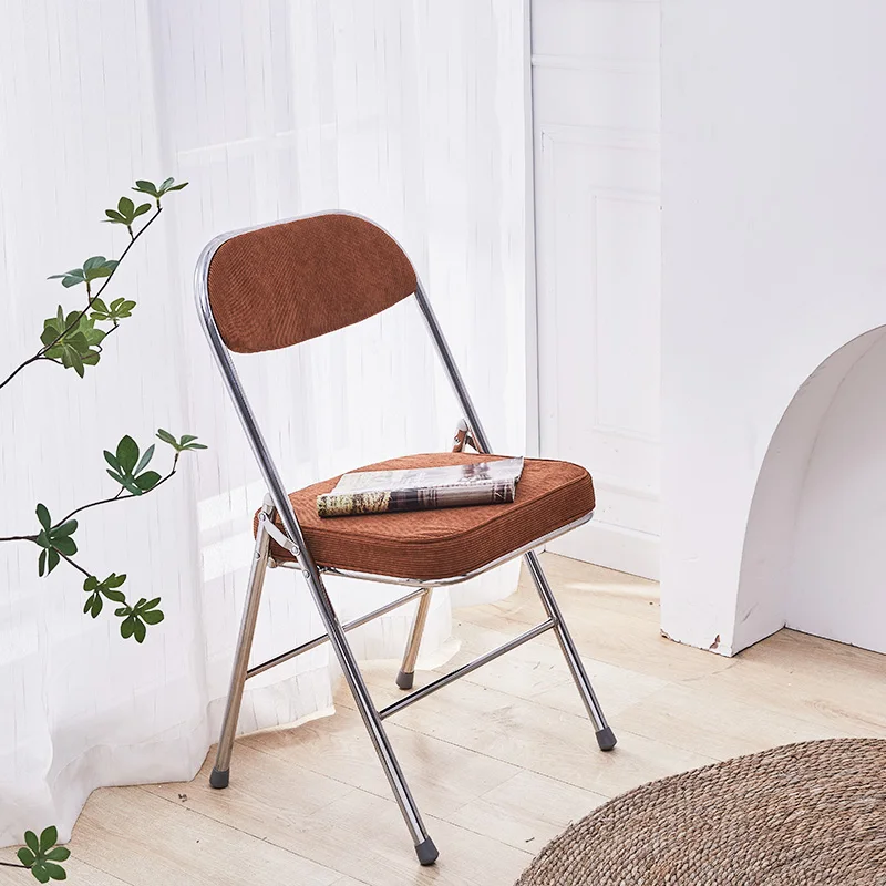 

Retro Corduroy Dining Chairs Chairs for Kitchen Furniture Backrest Chair Neoclassical Design Creative Dining Room Folding Chair