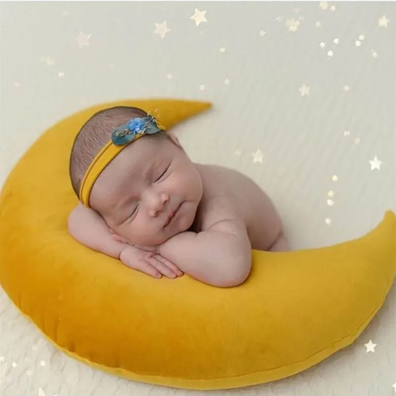 Baby Posing Pillow Newborn Photography Props Cap Cute Baby Hat Beans Moon Stars Photo Shooting Set For Infant Newborn Gifts