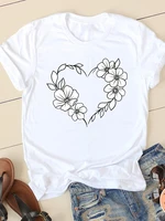 love heart trend 90s flower graphic tee t shirts short sleeve ladies casual clothing summer women fashion female t shirt clothes