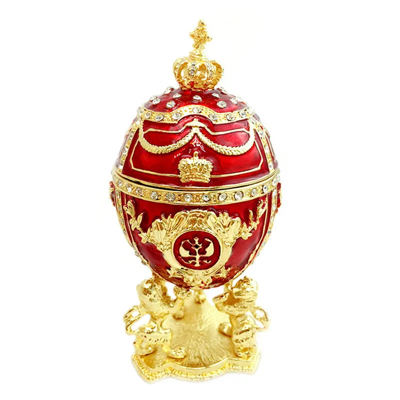 

1Pcs Home decorations European palace egg jewelry storage box diamond-studded painted metal crafts creative desktop ornaments