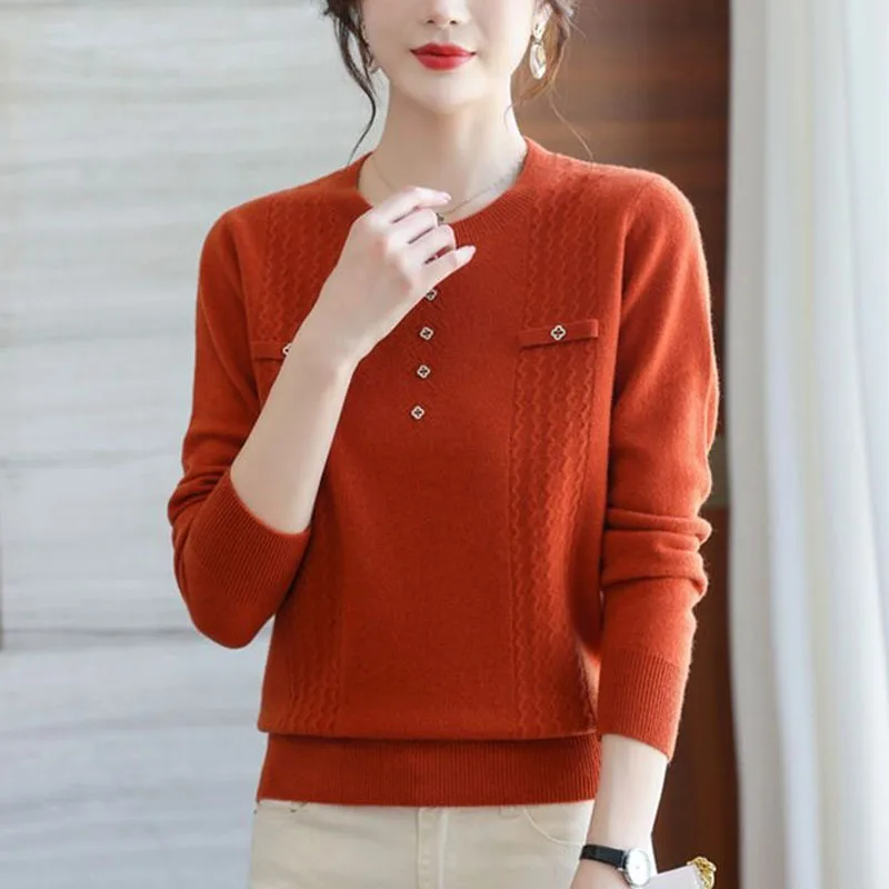 Новый осенний модный тренд однотонный свободный и универсальный тонкий вязаный