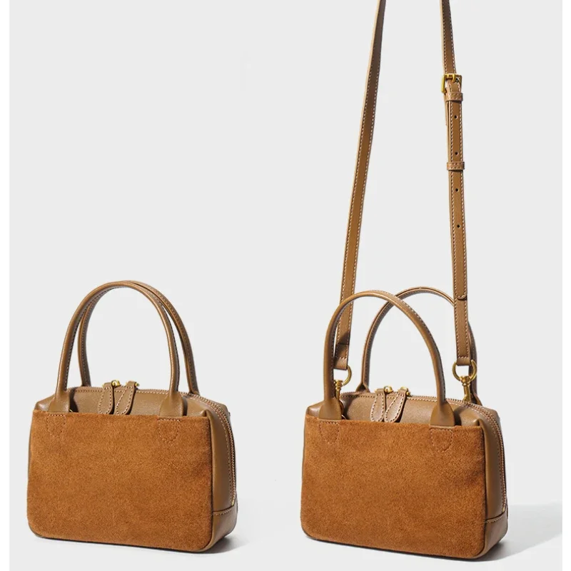 Элегантная маленькая женская сумка во французском стиле кофейная матовая через