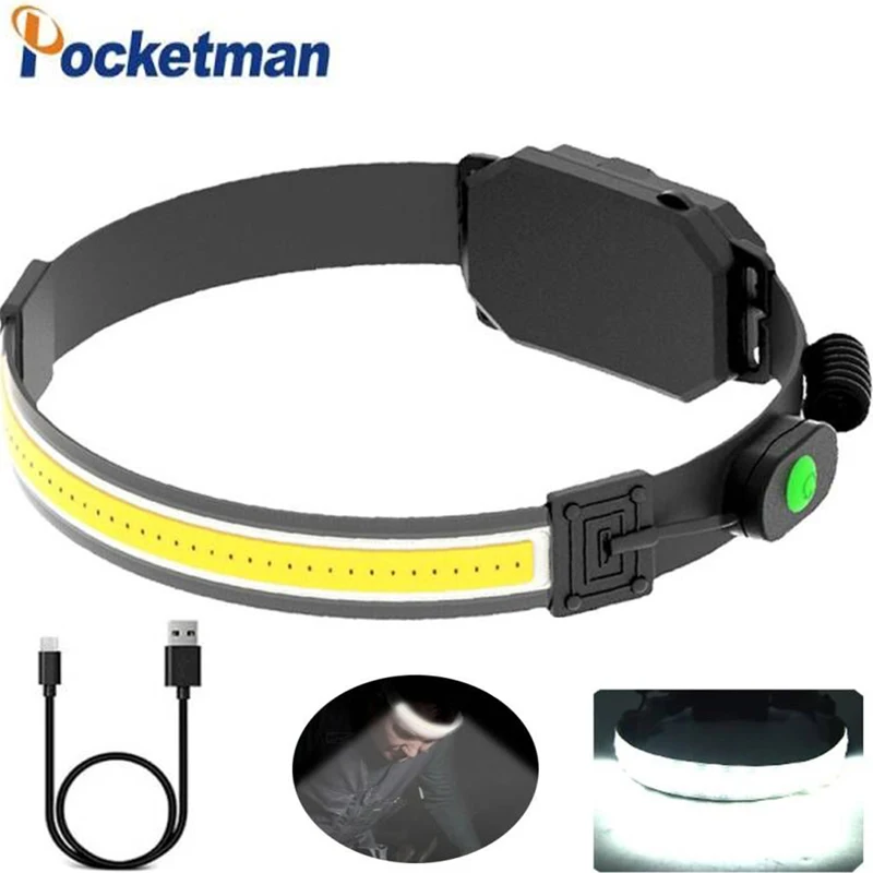 

Led COB Headlight Soft Light Night Running Light USB Charging Headlamp Floodlight Camping Lantern Fishing Light Double Switch