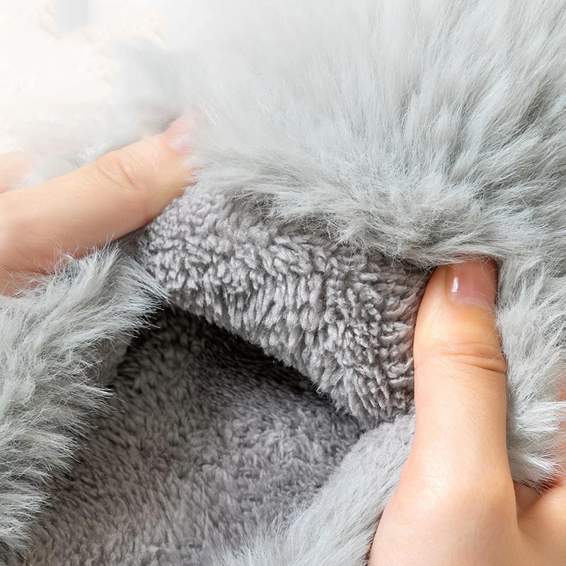 Fluffy Scuff Slippers For Women Winter Warmth Shoes Woman Faux Fur Slides Thick Sole Plush Mules Female Indoor Mules Flip Flops