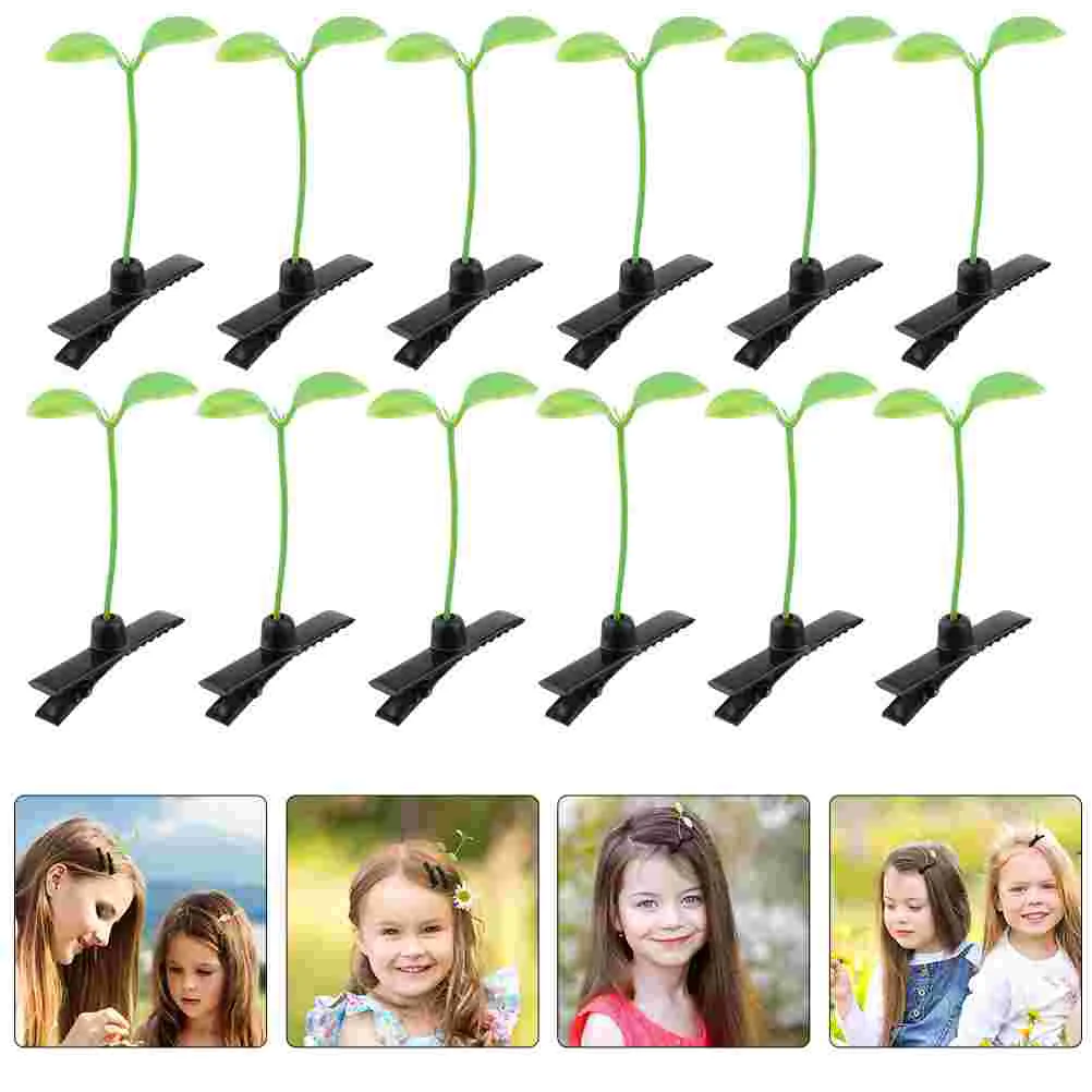 

40pcs Simulation Bean Sprout Hair Clips Green Little Hair Clips Barrettes Creative Hair Clip