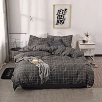 evich polyester gray plaid bedsheet quilt duvet cover 3pcs single and double queen multi size pillowcases bed comforter set
