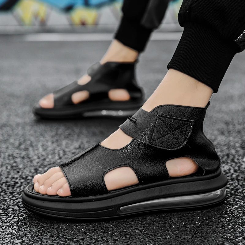 Fashion Shoes Men Men's Roman Sandals Fashion Sneakers Air Shoes Men Safety Casual For Summer Beach Leather Flat Big Size