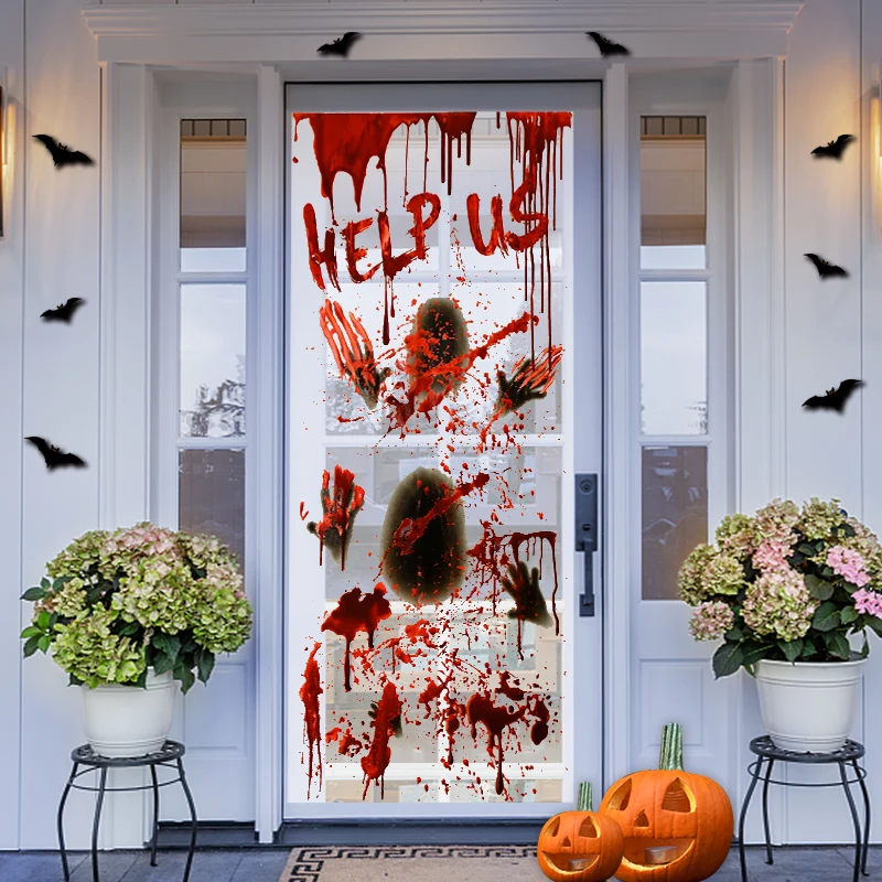 Страшная Наклейка С Пятном Крови Украшение На Окно Двери Хэллоуин Призракly