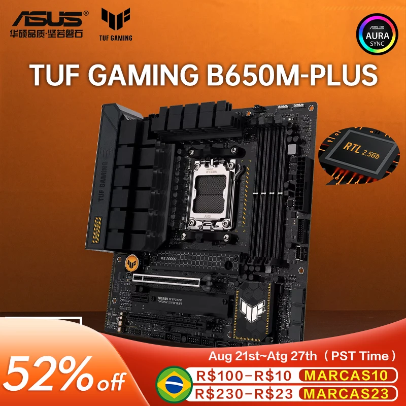 

ASUS New TUF GAMING B650M-PLUS WIFI AM5 Motherboard DDR5 Mainboard Support AMD Ryzen 7000 Series CPU R5 R7 R9 Kit RGB USB