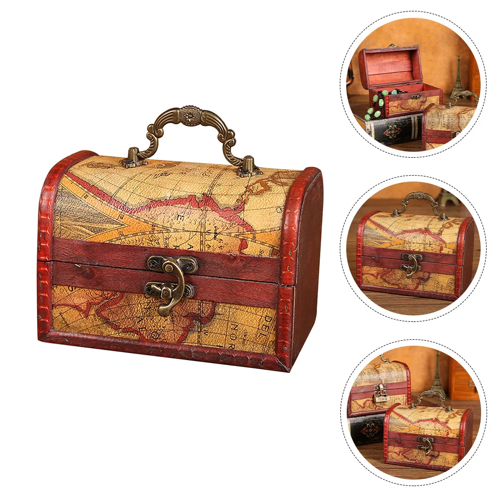 

Boxtreasure Jewelry Wooden Storage Wood Pirate Trinket Vintage Decorative Photo Caseorganizer Keepsake Boxes Candy Retro