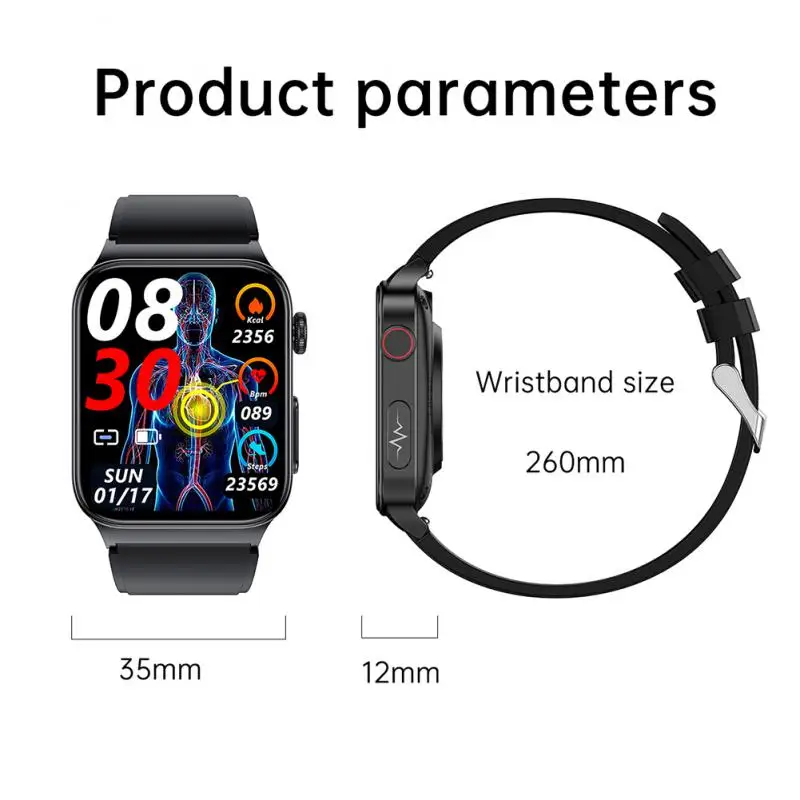 2023 E50Blood Glucose Smart Watch H Band APP Blood Pressure Measurement Rohm KXTJ3-1057 Sport SmartWatch Men Waterproof Fitness