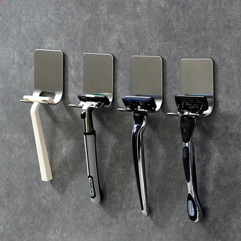 

1/2/3PC Punch Free Shaving Razor Holder Men Shaving Storage Hook Wall Bathroom Accessories Shaving Razor Rack