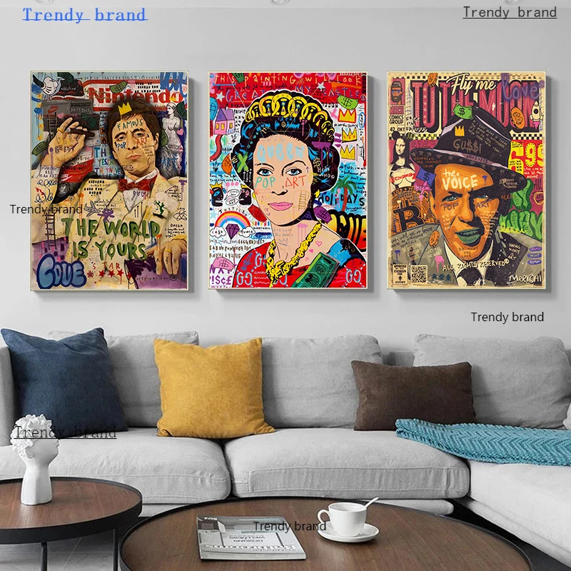 Граффити Бэнкси-стрит персонажи холст живопись искусство скандинавские плакаты