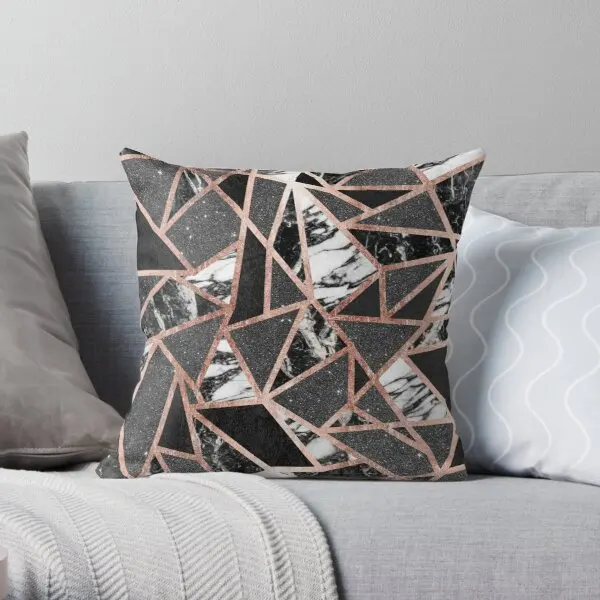 

Modern Rose Gold Glitter Marble Geometri Printing Throw Pillow Cover Waist Sofa Throw Office Wedding Pillows not include