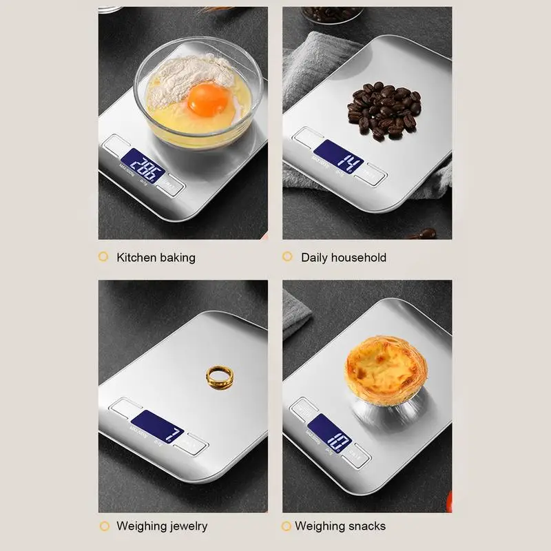 

Электронные кухонные весы, цифровой прибор для взвешивания пищи из нержавеющей стали, максимальный вес 5 кг/10 кг