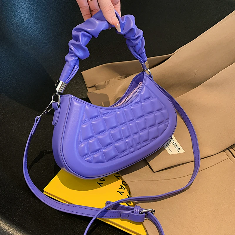 

Pleated Handle Bag Fashion Cloud Handbag Shoulder Bag For Women 2023 New Party Clutch Bag Purse Half Moon Design Crossbody Bags