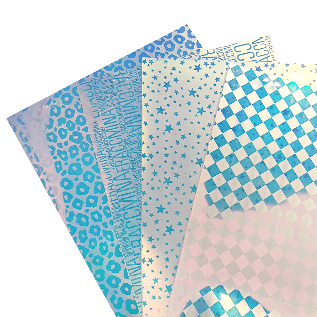 

Fish Scale Star Pattern Transparent Holographic Faux Leather Sheets Embossed Matte TPU for Keychains Handbags Decor DIY Crafts