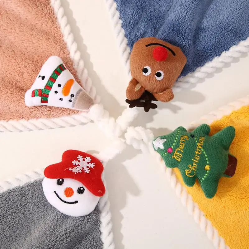 

4pcs Navidad Xmas Hand Face Towel Christmas Kitchen Tea Towel Red Santa Claus New Year Gift Home Towels Bathroom Washing Cloth