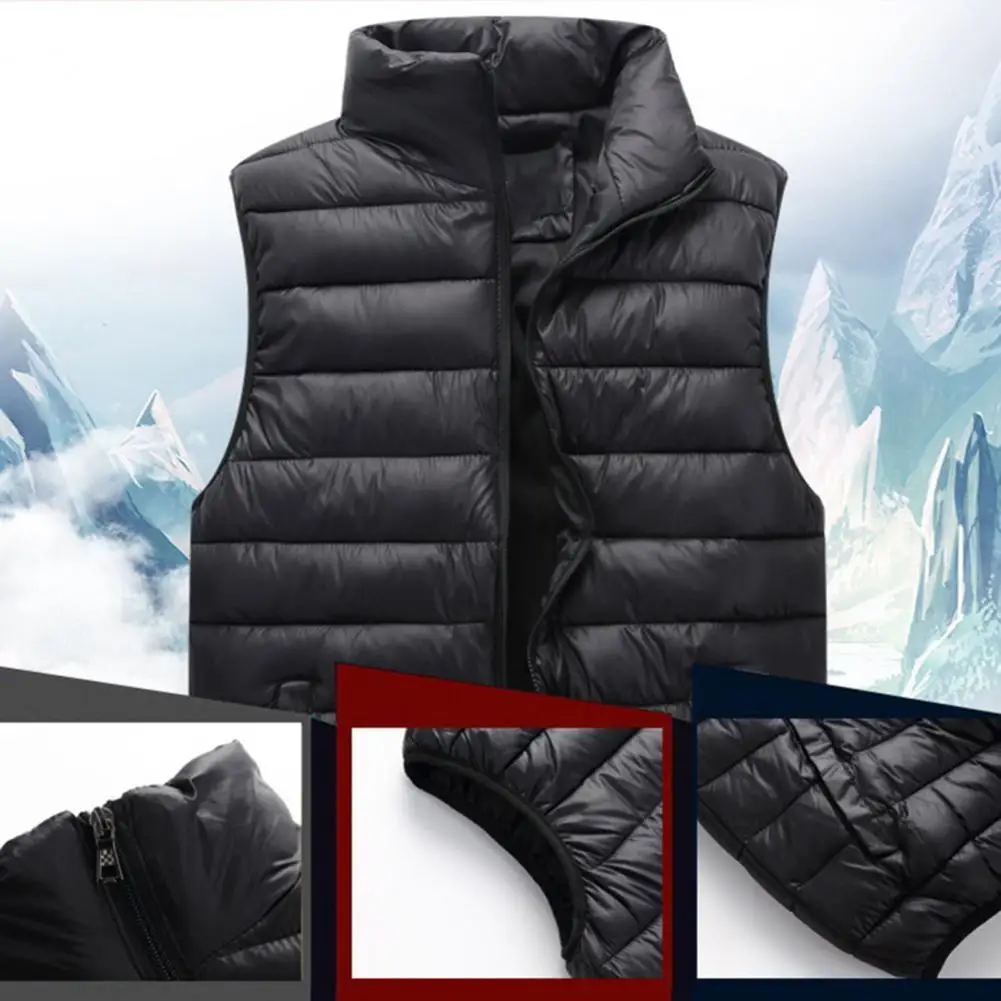 

Ветрозащитное мужское пальто, ветрозащитный зимний жилет для пар с подкладкой, изоляцией и защитой шеи, стильный и теплый с гладким пухом