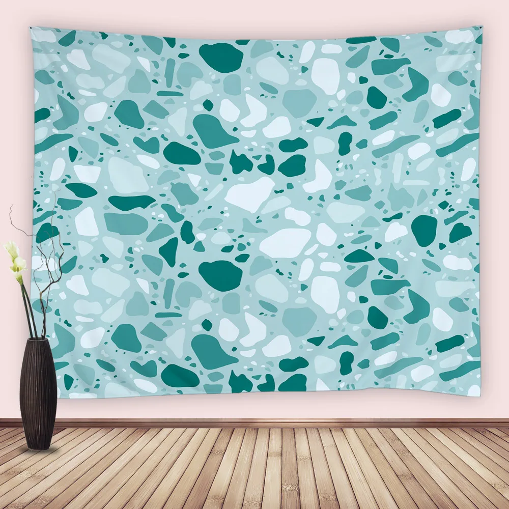 

Green Terrazzo Marble Pastel Tapestry Aesthetic Abstract Art Wall Hanging Tapestries Living Room Dorm Bedroom Home Decor Fabric